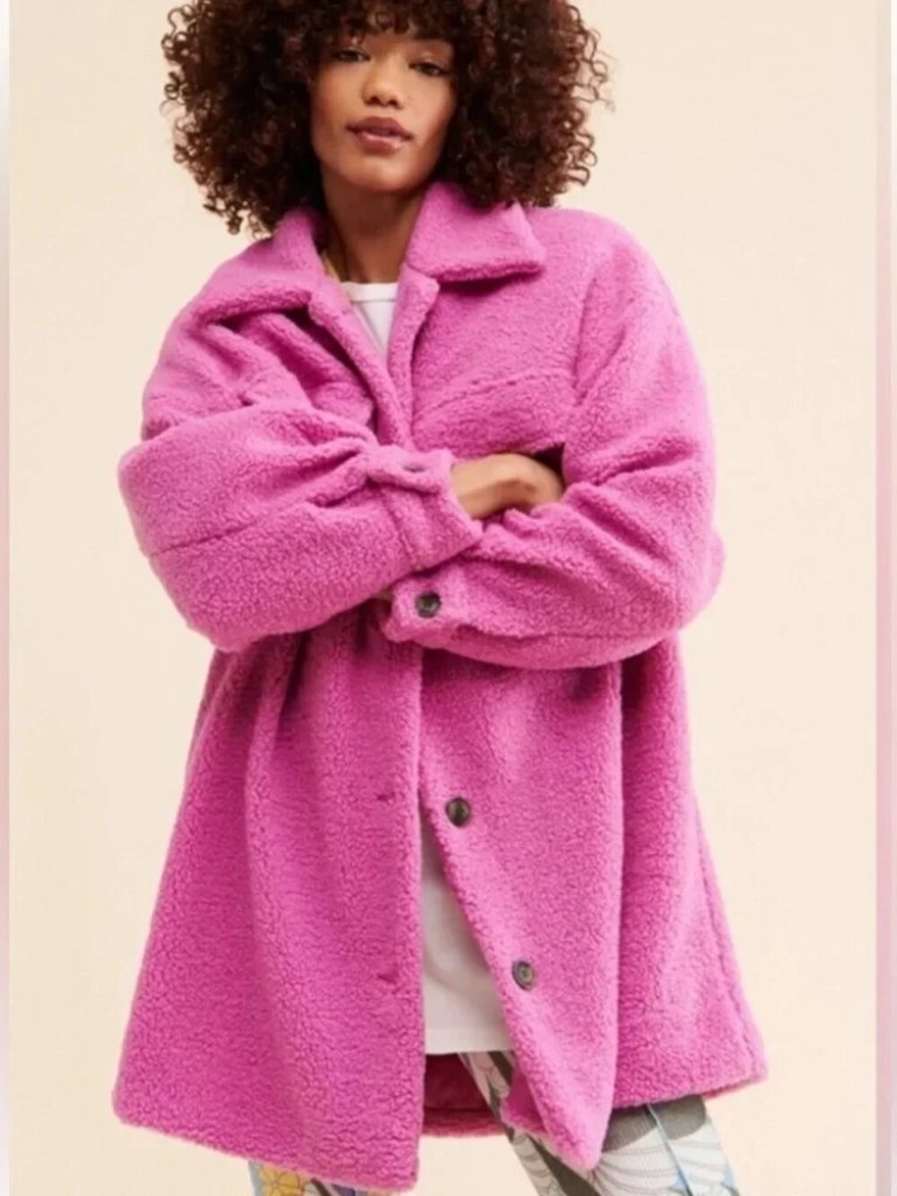 NWT Avec Les Filles TEDDY FAUX SHEARLING SHACKET JACKET
